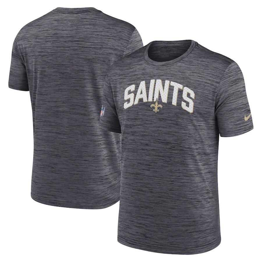 Men's New Orleans Saints Black Sideline Velocity Stack Performance T-Shirt